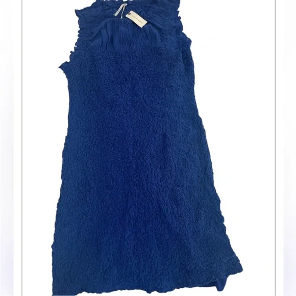 Anthropologie Blue Ruffle Trim Textured Sleeveless Mini Dress M NWT - Picture 6 of 10